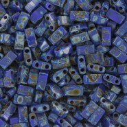 Miyuki half tila 5x2.4mm beads - Picasso opaque cobalt HTL-4518